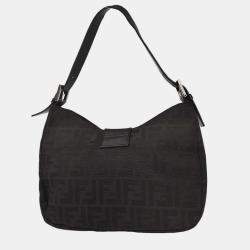 Pre Owned Fendi Black Canvas Zucca Handbag