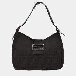 Pre Owned Fendi Black Canvas Zucca Handbag