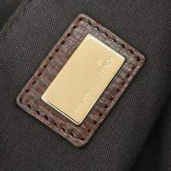 Pre Owned Fendi Brown Zucchino Shoulder Bag