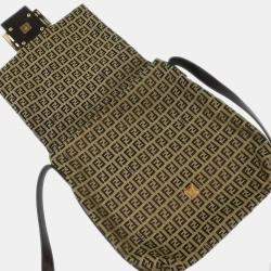 Pre Owned Fendi Brown Zucchino Shoulder Bag