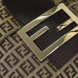 Pre Owned Fendi Brown Zucchino Shoulder Bag