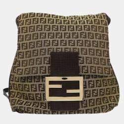 Pre Owned Fendi Brown Zucchino Shoulder Bag