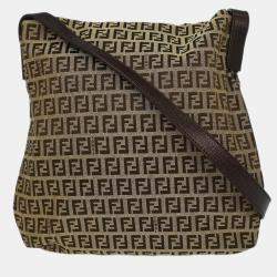 Pre Owned Fendi Brown Zucchino Shoulder Bag