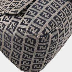 Pre Owned Fendi Navy Gray Zucchino Mamma Baguette Handbag