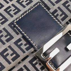Pre Owned Fendi Navy Gray Zucchino Mamma Baguette Handbag