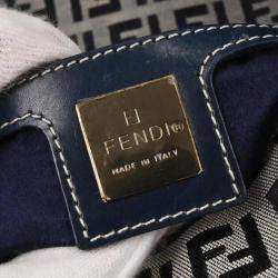 Pre Owned Fendi Navy Gray Zucchino Mamma Baguette Handbag