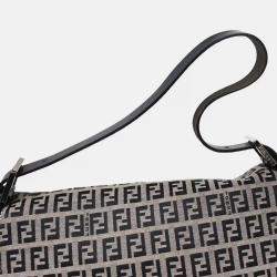Pre Owned Fendi Navy Gray Zucchino Mamma Baguette Handbag