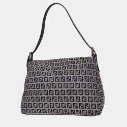 Pre Owned Fendi Navy Gray Zucchino Mamma Baguette Handbag
