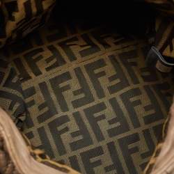 Pre Owned Fendi Dark Beige Pebbled Leather Spy Hobo