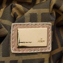 Pre Owned Fendi Dark Beige Pebbled Leather Spy Hobo