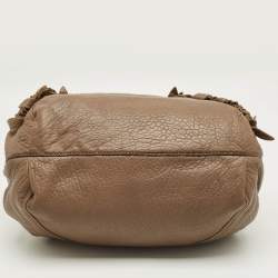 Pre Owned Fendi Dark Beige Pebbled Leather Spy Hobo