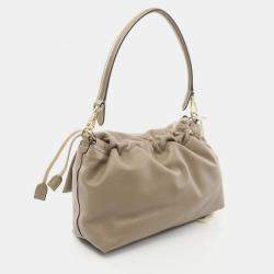 Pre Owned Fendi Mamma Baguette Large Shoulder Bag Leather Beige