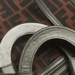 Pre Owned Fendi Tobacco/Black FF Mesh and Leather Large Runaway Shopper Tote