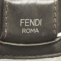 Pre Owned Fendi Tobacco/Black FF Mesh and Leather Large Runaway Shopper Tote