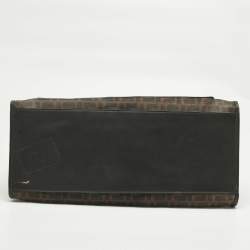 Pre Owned Fendi Tobacco/Black FF Mesh and Leather Large Runaway Shopper Tote