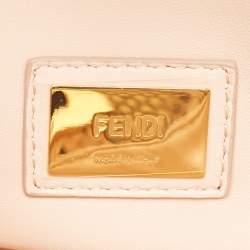 Pre Owned Fendi Green/Beige Python Medium Peekaboo Top Handle Bag