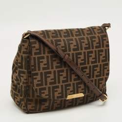 Pre Owned Fendi Tobacco Zucca Canvas Flap Crossbody Bag