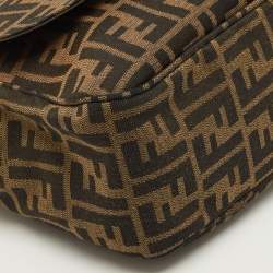 Pre Owned Fendi Tobacco Zucca Canvas Flap Crossbody Bag