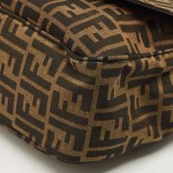 Pre Owned Fendi Tobacco Zucca Canvas Flap Crossbody Bag