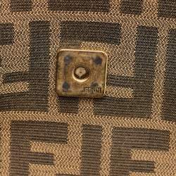 Pre Owned Fendi Tobacco Zucca Canvas Flap Crossbody Bag