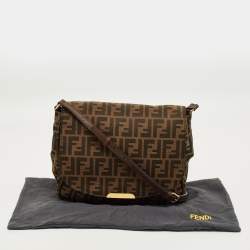 Pre Owned Fendi Tobacco Zucca Canvas Flap Crossbody Bag