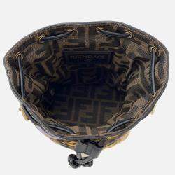 Pre Owned Fendi Fendi X Versace Mon Tresor Multicolor/Brown Nylon Leather Size Mini