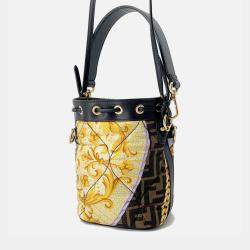 Pre Owned Fendi Fendi X Versace Mon Tresor Multicolor/Brown Nylon Leather Size Mini