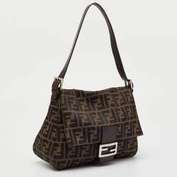Pre Owned Fendi Brown Zucca Canvas and Leather Mama Forever Shoulder Bag