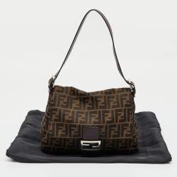 Pre Owned Fendi Brown Zucca Canvas and Leather Mama Forever Shoulder Bag