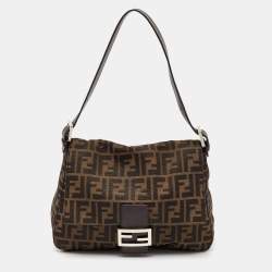 Pre Owned Fendi Brown Zucca Canvas and Leather Mama Forever Shoulder Bag