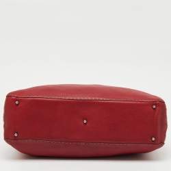 Pre Owned Fendi Dark Red Leather Selleria Travel Satchel