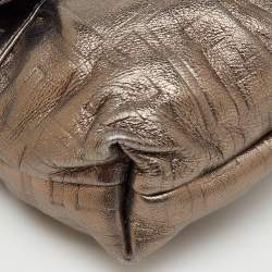 Pre Owned Fendi Metallic Grey FF Embossed Leather Mini Chef Bag