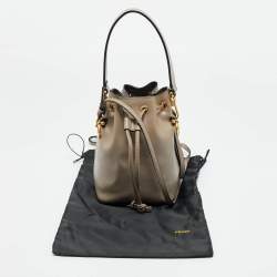 Pre Owned Fendi Grey Leather Mini Mon Tresor Bucket Bag