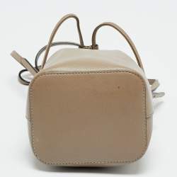 Pre Owned Fendi Grey Leather Mini Mon Tresor Bucket Bag