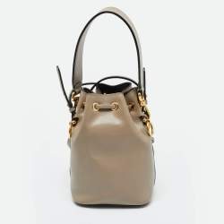 Pre Owned Fendi Grey Leather Mini Mon Tresor Bucket Bag