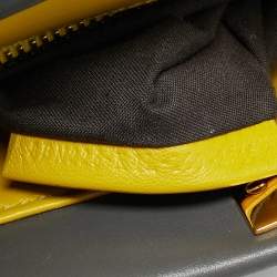 Pre Owned Fendi Dark Grey Leather Medium Peekaboo Top Handle Bag