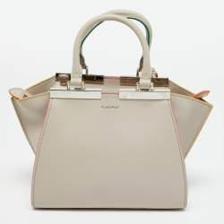 Pre Owned Fendi Light Beige Leather Petite 3Jours Tote