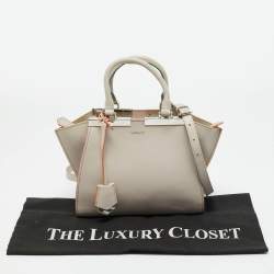 Pre Owned Fendi Light Beige Leather Petite 3Jours Tote