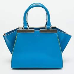 Pre Owned Fendi Blue Leather Petite 3Jours Tote