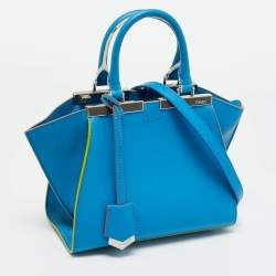 Pre Owned Fendi Blue Leather Petite 3Jours Tote