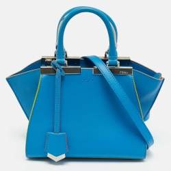 Pre Owned Fendi Blue Leather Petite 3Jours Tote
