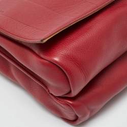 Pre Owned Fendi Red Pequin Embossed Leather Large Claudia Shoulder Bag