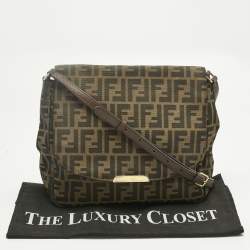 Pre Owned Fendi Tobacco Zucca Canvas Flap Crossbody Bag