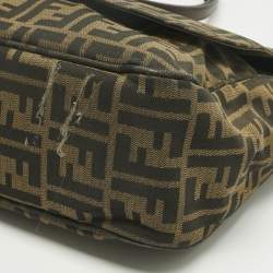 Pre Owned Fendi Tobacco Zucca Canvas Flap Crossbody Bag