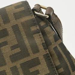 Pre Owned Fendi Tobacco Zucca Canvas Flap Crossbody Bag