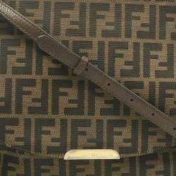 Pre Owned Fendi Tobacco Zucca Canvas Flap Crossbody Bag