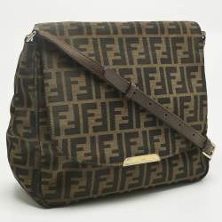 Pre Owned Fendi Tobacco Zucca Canvas Flap Crossbody Bag