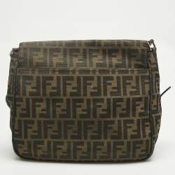 Pre Owned Fendi Tobacco Zucca Canvas Flap Crossbody Bag