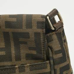 Pre Owned Fendi Tobacco Zucca Canvas Flap Crossbody Bag