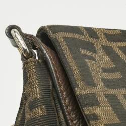 Pre Owned Fendi Tobacco Zucca Canvas Flap Crossbody Bag